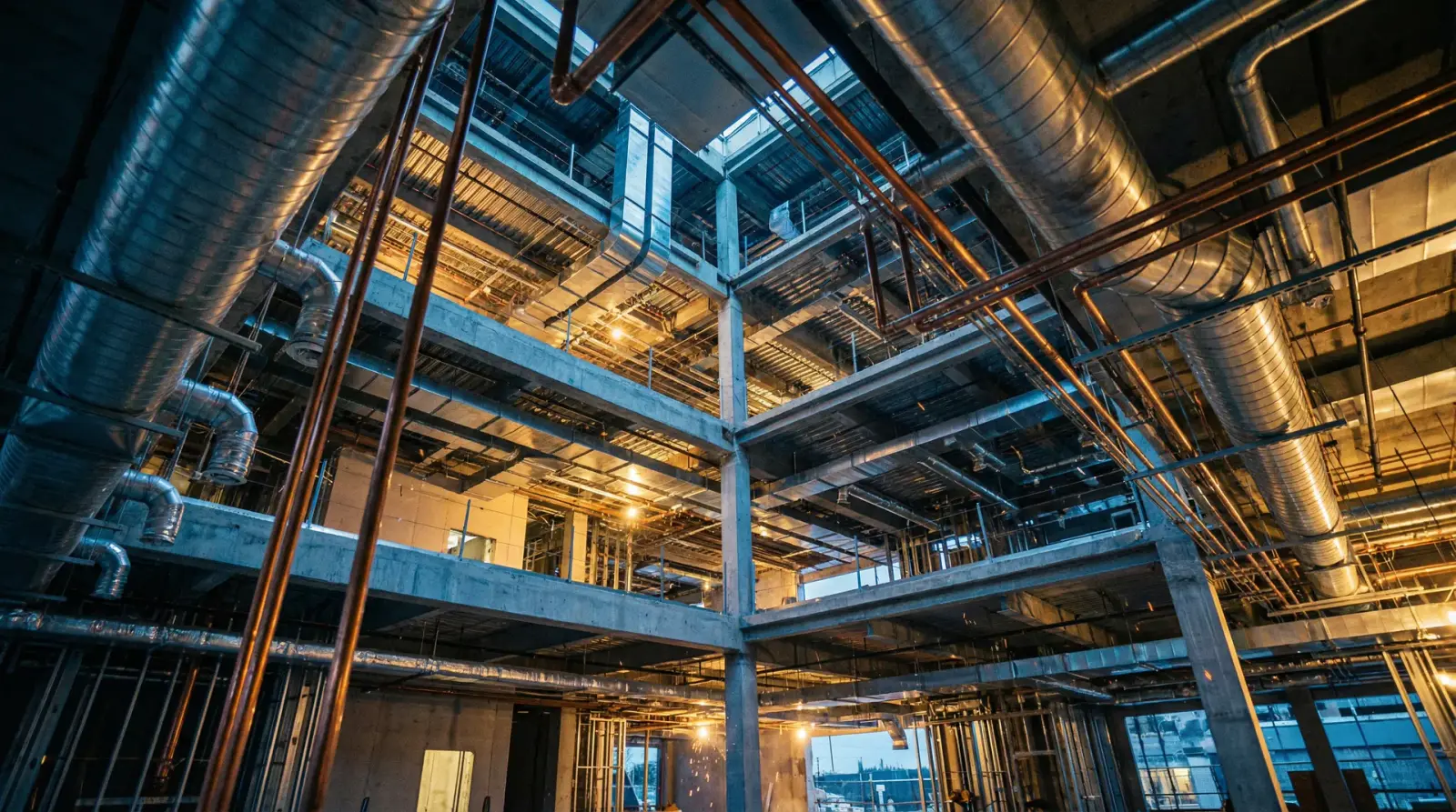 Complex MEP systems in a commercial construction site